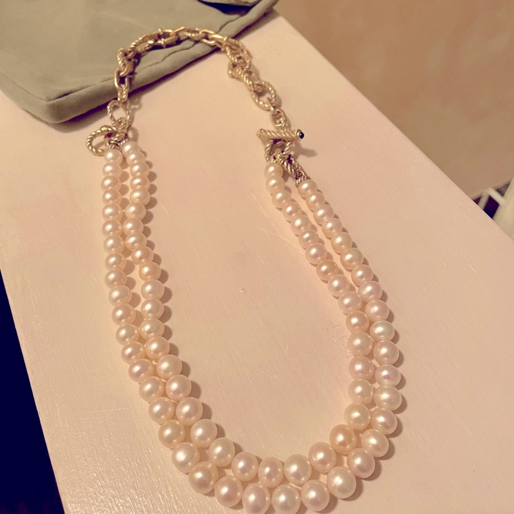 Judith Ripka freshwater pearl and gold interchangeable necklace preloved EUC